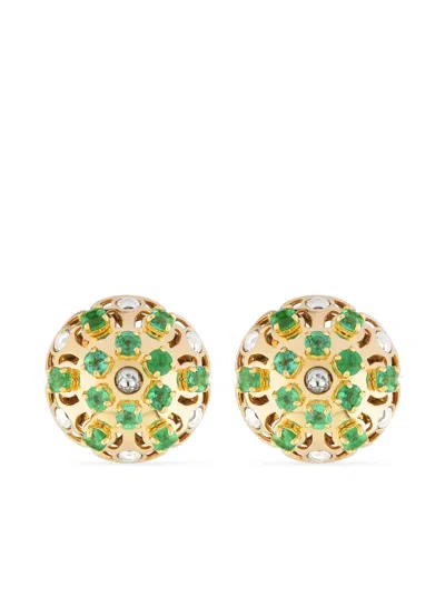 Officina Bernardi 18kt Yellow Gold Damasco Emerald Earrings