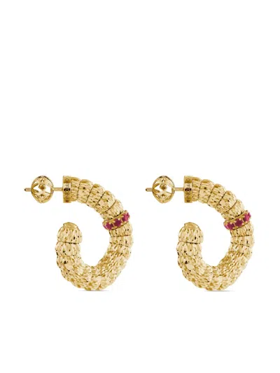 Officina Bernardi 18kt Yellow Gold Enigma Ruby Hoop Earrings