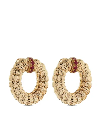 Officina Bernardi 18kt Yellow Gold Enigma Ruby Hoop Earrings