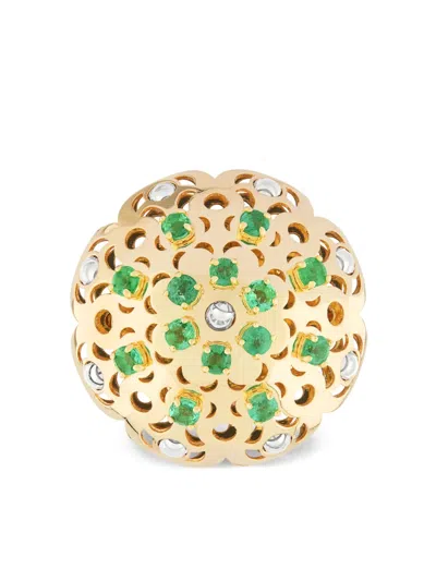 Officina Bernardi 18kt Yellow Gold Large Damasco Emerald Ring