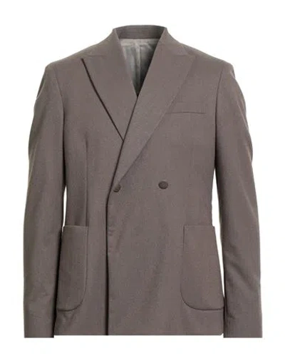 Officina Milanese Man Blazer Taupe Size 42 Polyester, Viscose, Elastane In Gray