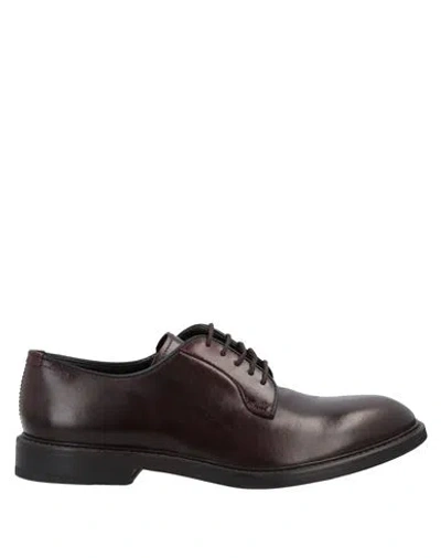 Officina Slowear Man Lace-up Shoes Plum Size 9 Soft Leather In Burgundy
