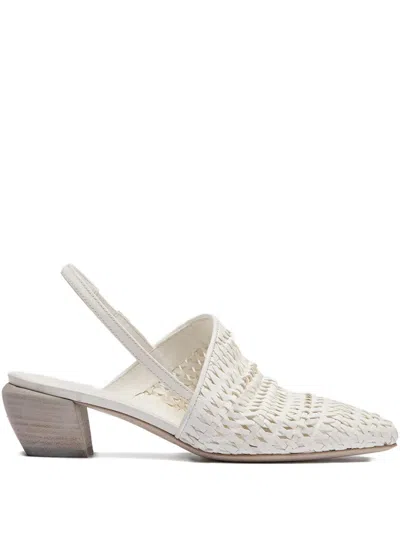 Officine Creative 50mm Sally 032 Woven Slingback Mules In White
