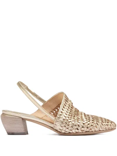 Officine Creative 50mm Woven Slingback Mules In Brown