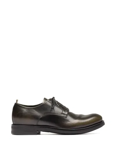 Officine Creative Academia 001 Polished Leather Derby Shoes In Green