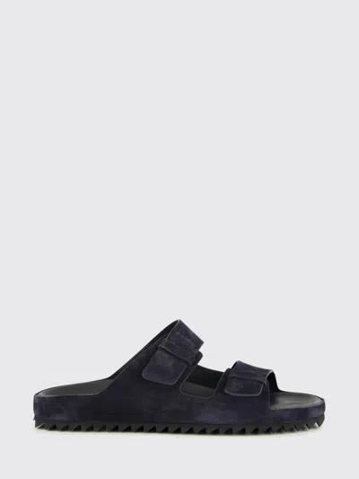 Officine Creative Agora Flat Strap Sandals In Suede Leather In Blue
