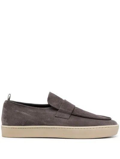 Officine Creative Almond-toe Leather Loafers In Grey
