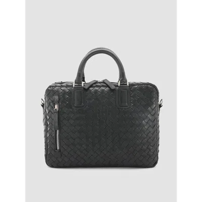 Officine Creative Armor 011 Hand-woven Shoulder Bag In Black