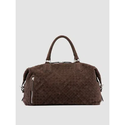 Officine Creative Armor 019 Hand-woven Weekender Bag In Brown