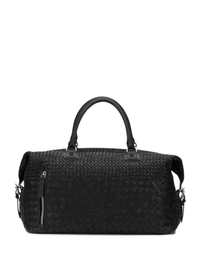 Officine Creative Armor 019 Woven Leather Weekend Bag In Black