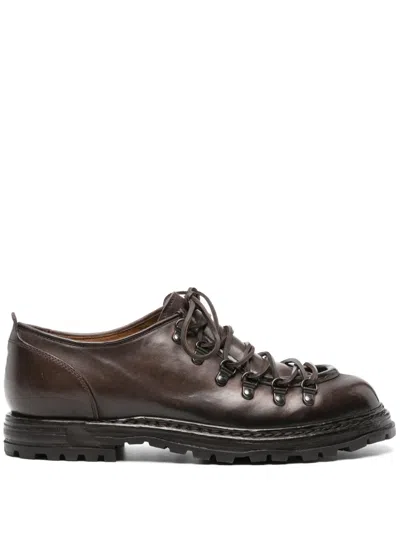 Officine Creative Artik Leather Derby Shoes In Brown