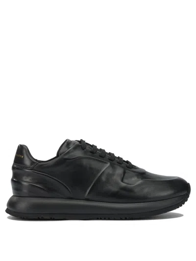 Officine Creative Black Leather Sneakers In Animal Print