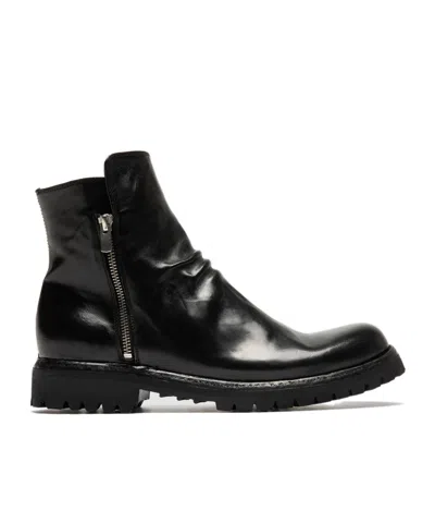 Officine Creative Black Leather Zip Boots
