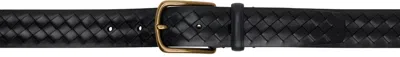 Officine Creative Black Oc Strip 28 Belt In Parma Intreccio Nero