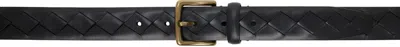 Officine Creative Black Oc Strip 29 Belt In Parma Intreccio Nero