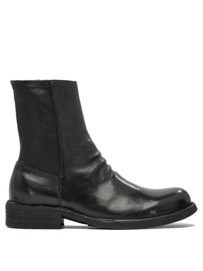 Officine Creative Black Rubber Ankle Boots