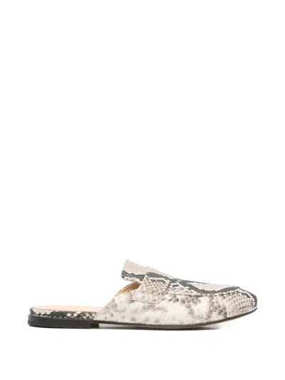 Officine Creative Blair Snakeskin-effect Flat Mules In Neutral