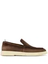Officine Creative Mens Khaki Bones Slip-on Suede Penny Loafers In Brown