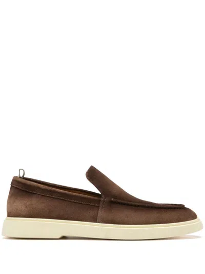 Officine Creative Mens Khaki Bones Slip-on Suede Penny Loafers In Brown
