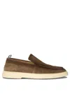 Officine Creative Mens Brown Bones Slip-on Suede Penny Loafers