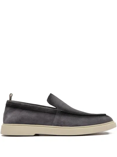 Officine Creative Bones Suede Loafers In Gray
