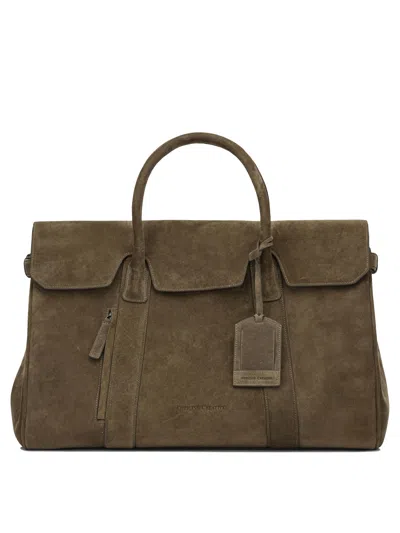 Officine Creative Bostonian 001 Suede Tote Bag In Gray