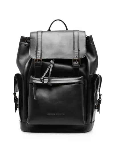 Officine Creative Bostonian 003 Buckle-fastening Leather Backpack In Black