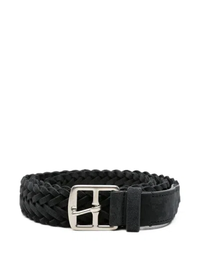 Officine Creative Braided Suede Belt In Black
