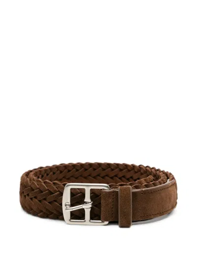 Officine Creative Braided Suede Belt In Brown