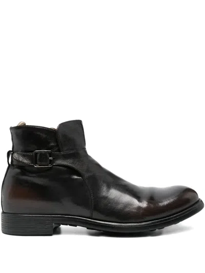 Officine Creative Buckle-detail Biker Boots In Brown