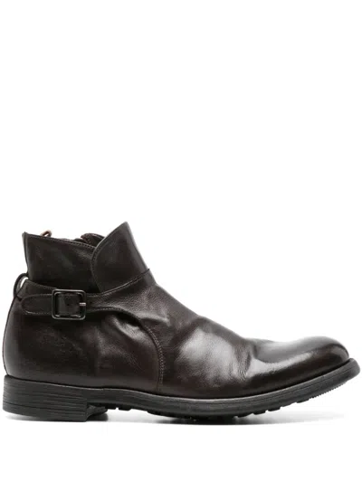 Officine Creative Buckle-strap Leather Ankle Boots In Brown