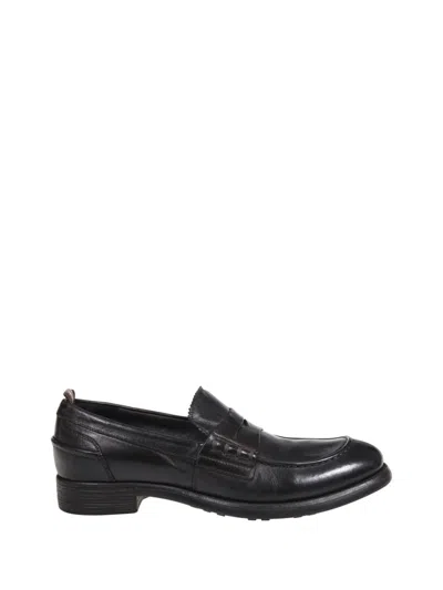 Officine Creative Buffalo Leather Loafer With Rubber Sole In Black