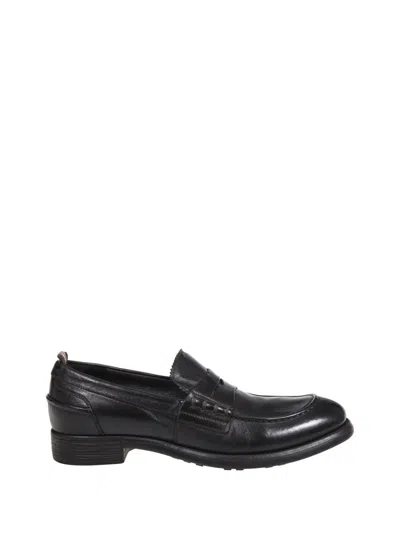 Officine Creative Buffalo Leather Loafer With Rubber Sole In Black