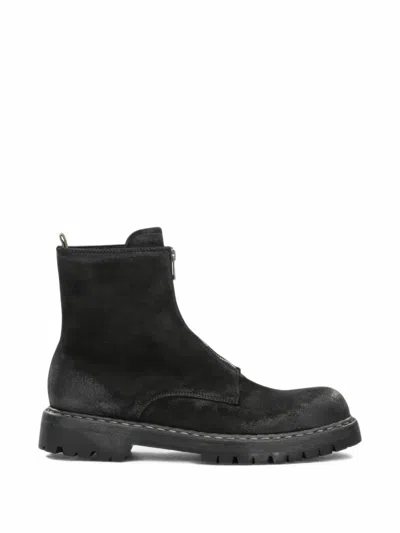 Officine Creative Bulla Dd Lug 114 Front-zip Biker Boots In Black