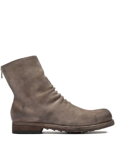 Officine Creative Calf Leather Zip Boots In Gray
