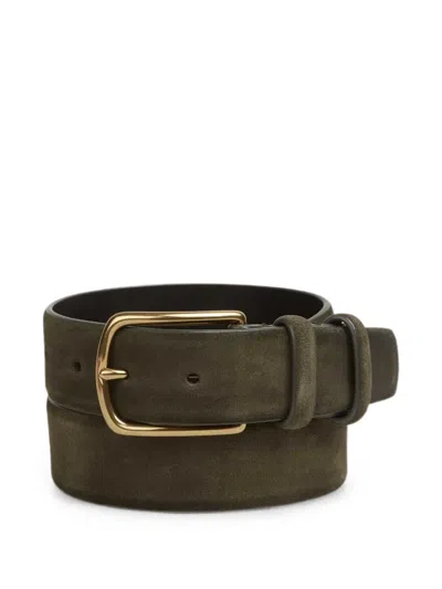 Officine Creative Calf Suede Buckle Belt In Gray