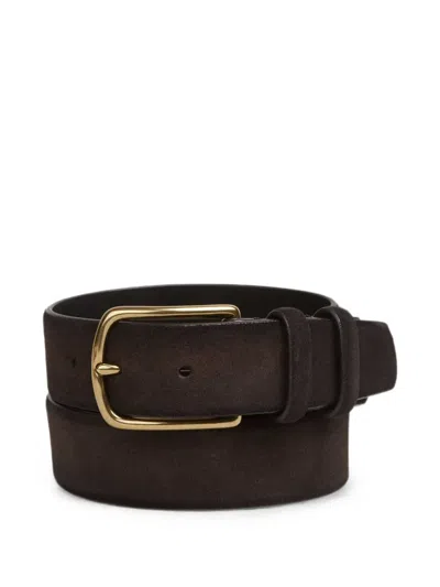 Officine Creative Calf Suede Buckle-fastening Belt In Black