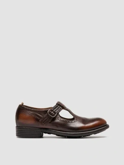 Officine Creative Calixte 071 Leather T-bar Shoes In Brown