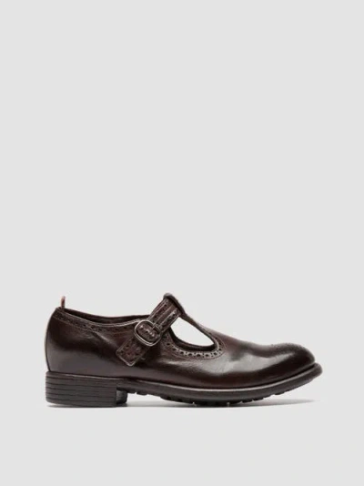 Officine Creative Calixte 071 Leather T-bar Shoes In Burgundy