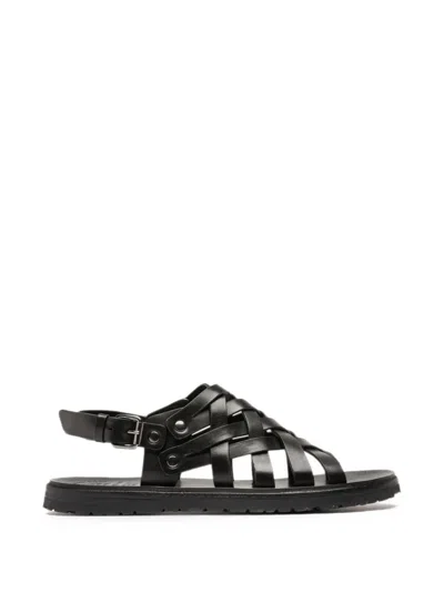Officine Creative Chios 011 Woven Leather Sandals In Black