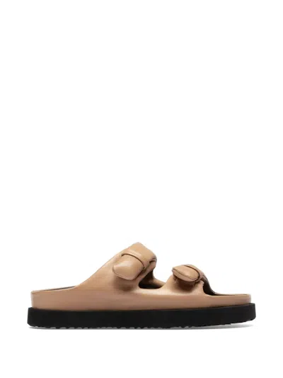 Officine Creative Chora Padded Leather Slides In Neutral