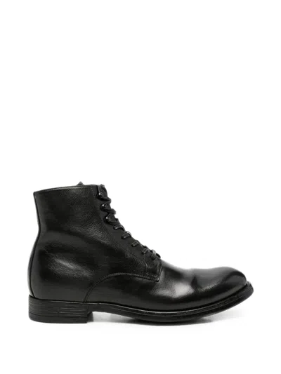 Officine Creative Chronicle Lace-up Side-zip Ankle Boots In Black