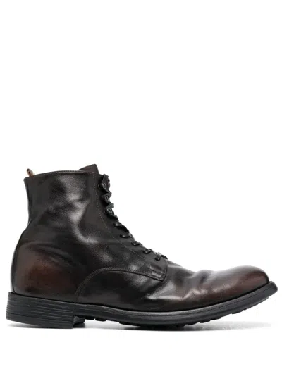 Officine Creative Chronicle Leather Ankle Boots In Brown