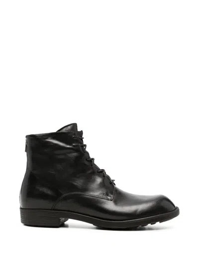 Officine Creative Diary Lace-up Leather Ankle Boots In Red