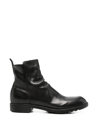 Officine Creative Diary Leather Ankle Boots In Animal Print