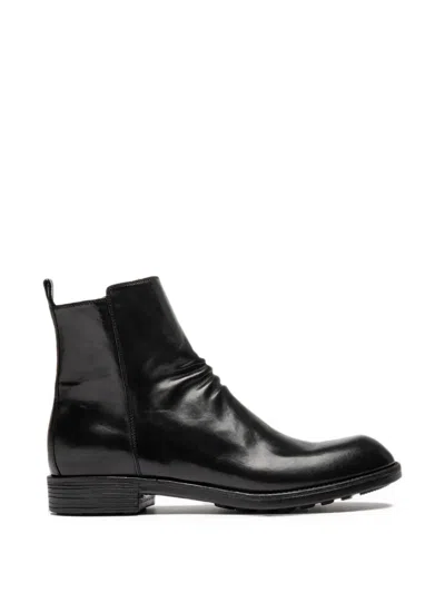 Officine Creative Diary Leather Ankle Boots In Black