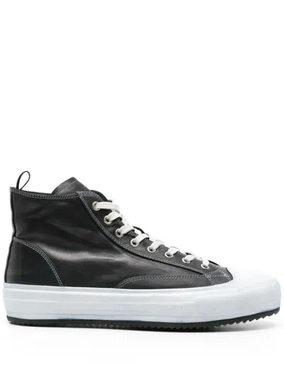 Officine Creative Distressed-effect Leather Sneakers In Black