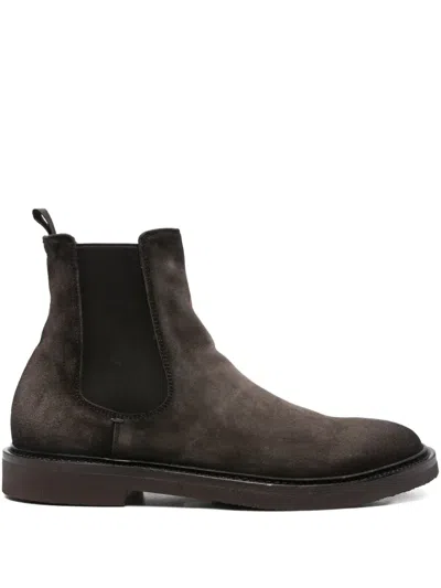 Officine Creative Elasticated-panel Suede Boots In Brown
