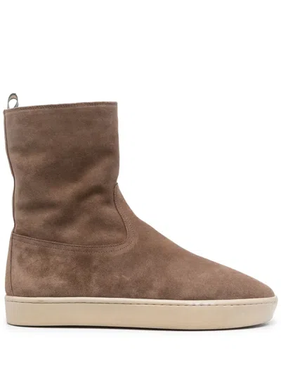 Officine Creative Flat-sole Leather Boots In Brown
