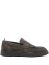 Officine Creative Frame 001 Suede Penny Loafers In Brown